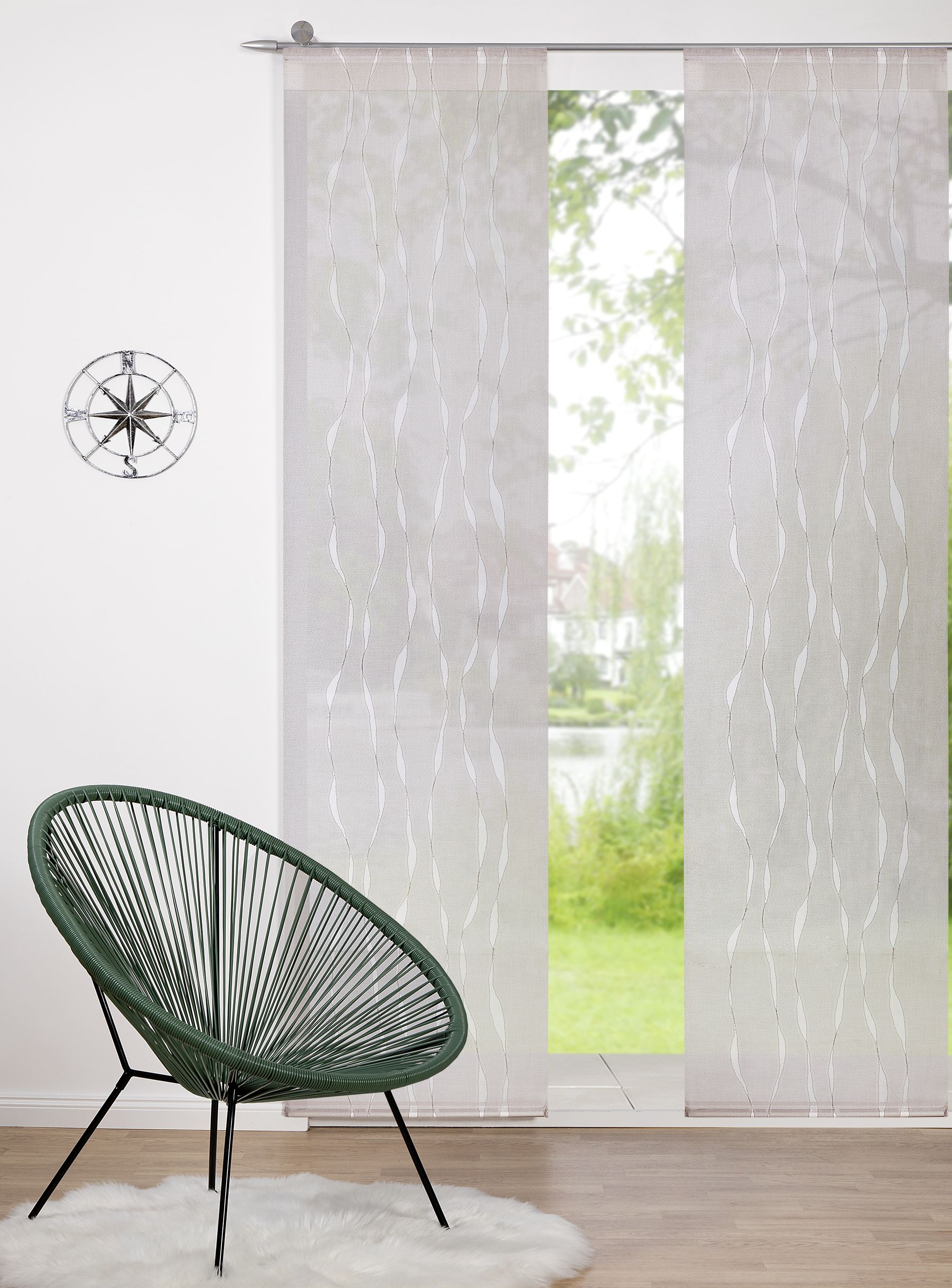 Schiebevorhang Louisa 60 x 245 cm – Elegante Scherli-Längswelle in Uni-Optik