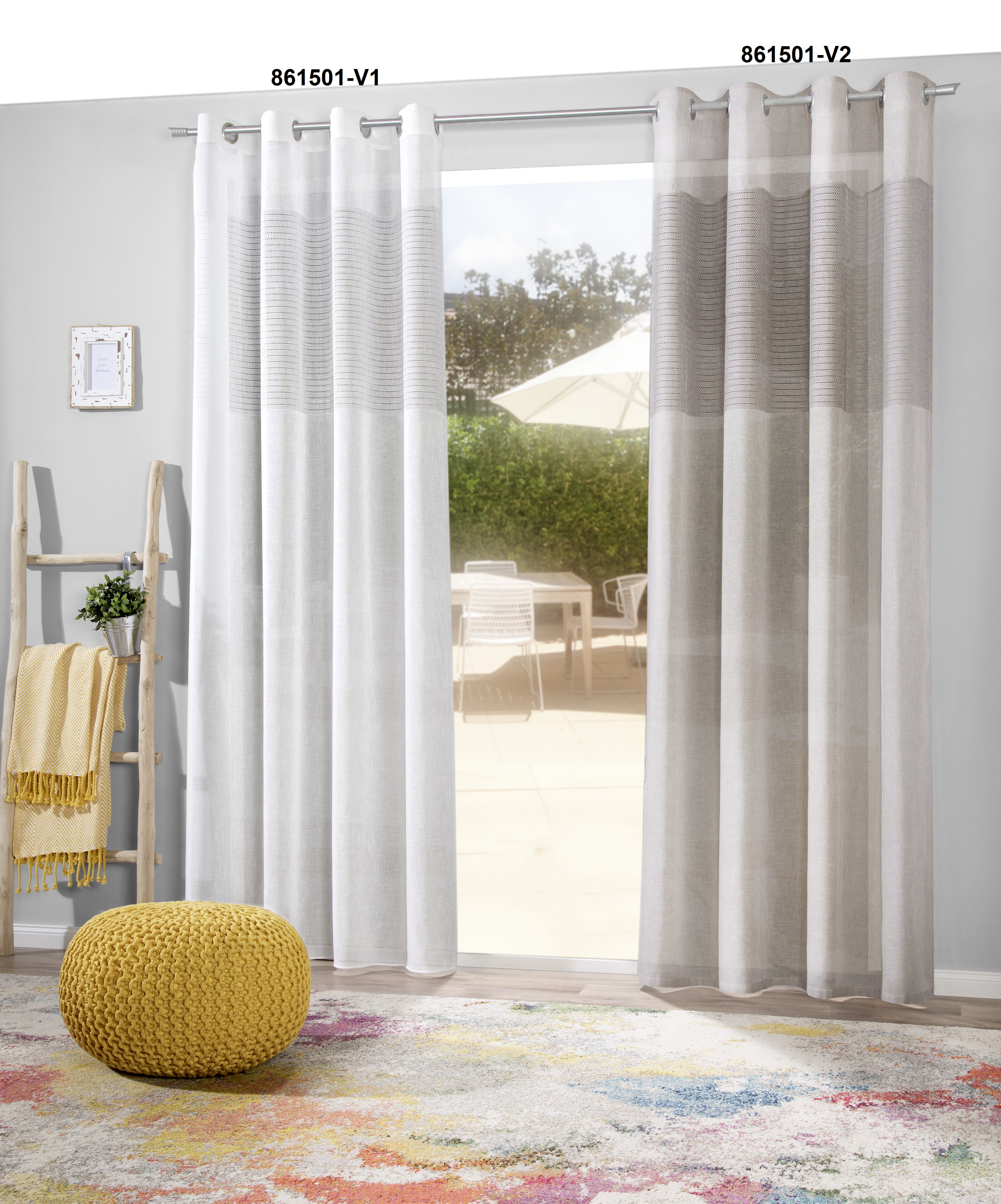 Ösenschal Taja 140 x 245 cm – Natürliche Leinenstruktur mit grobem Struktur-Einsatz