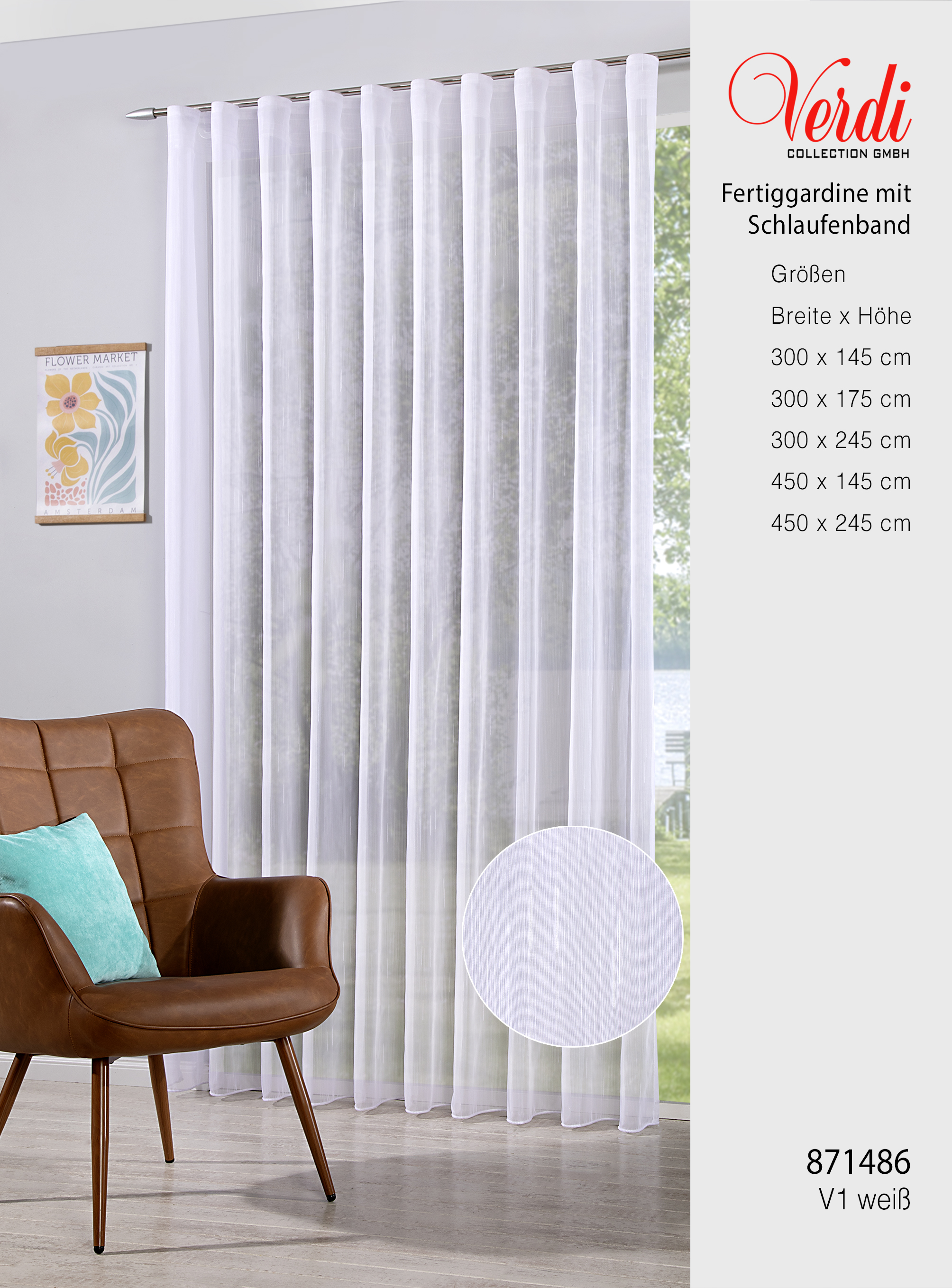 Fertigstore Helena – Dezenter Längseffekt mit 10 cm Schlaufenband