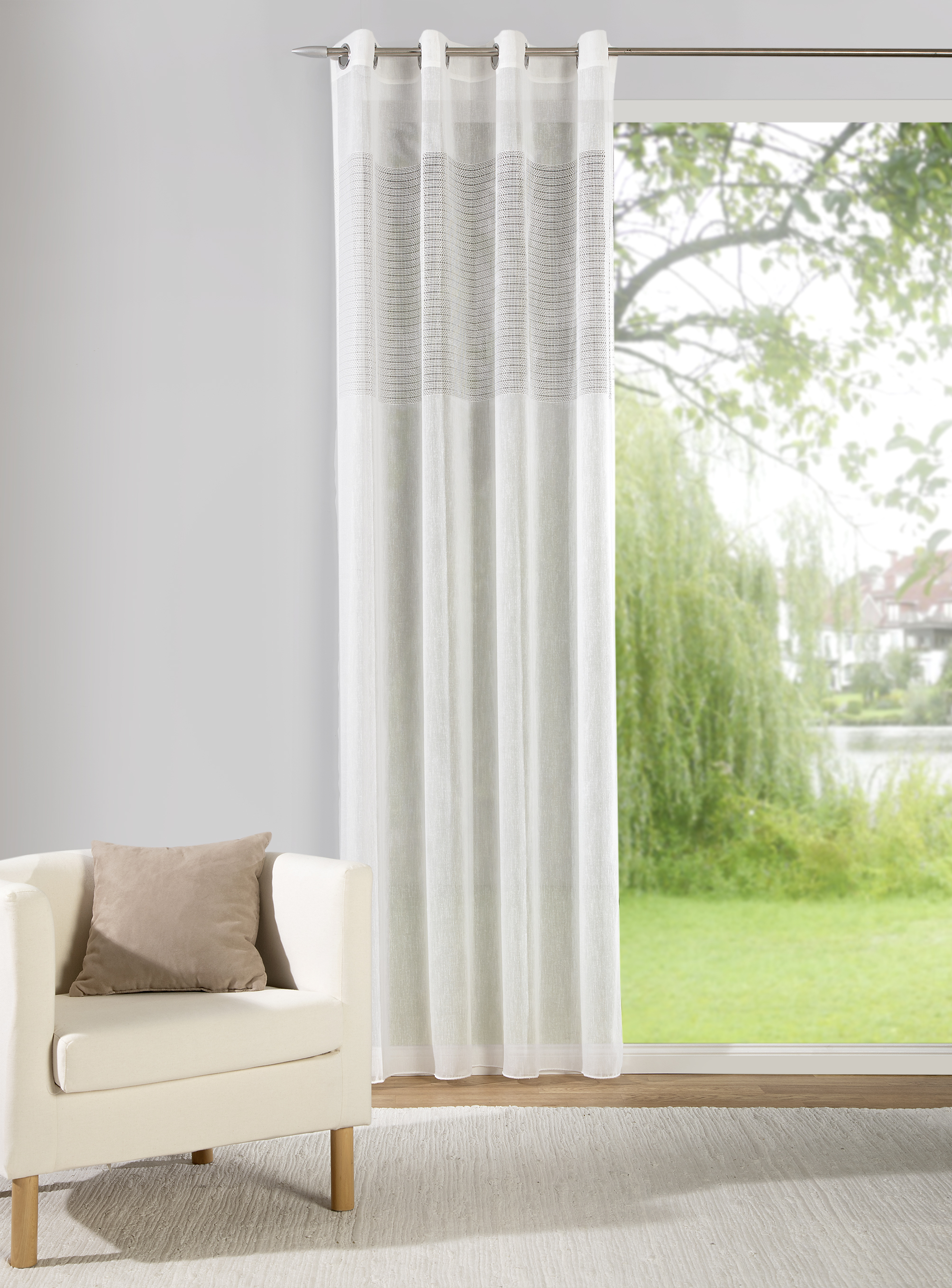 Ösenschal Taja 140 x 245 cm – Natürliche Leinenstruktur mit grobem Struktur-Einsatz