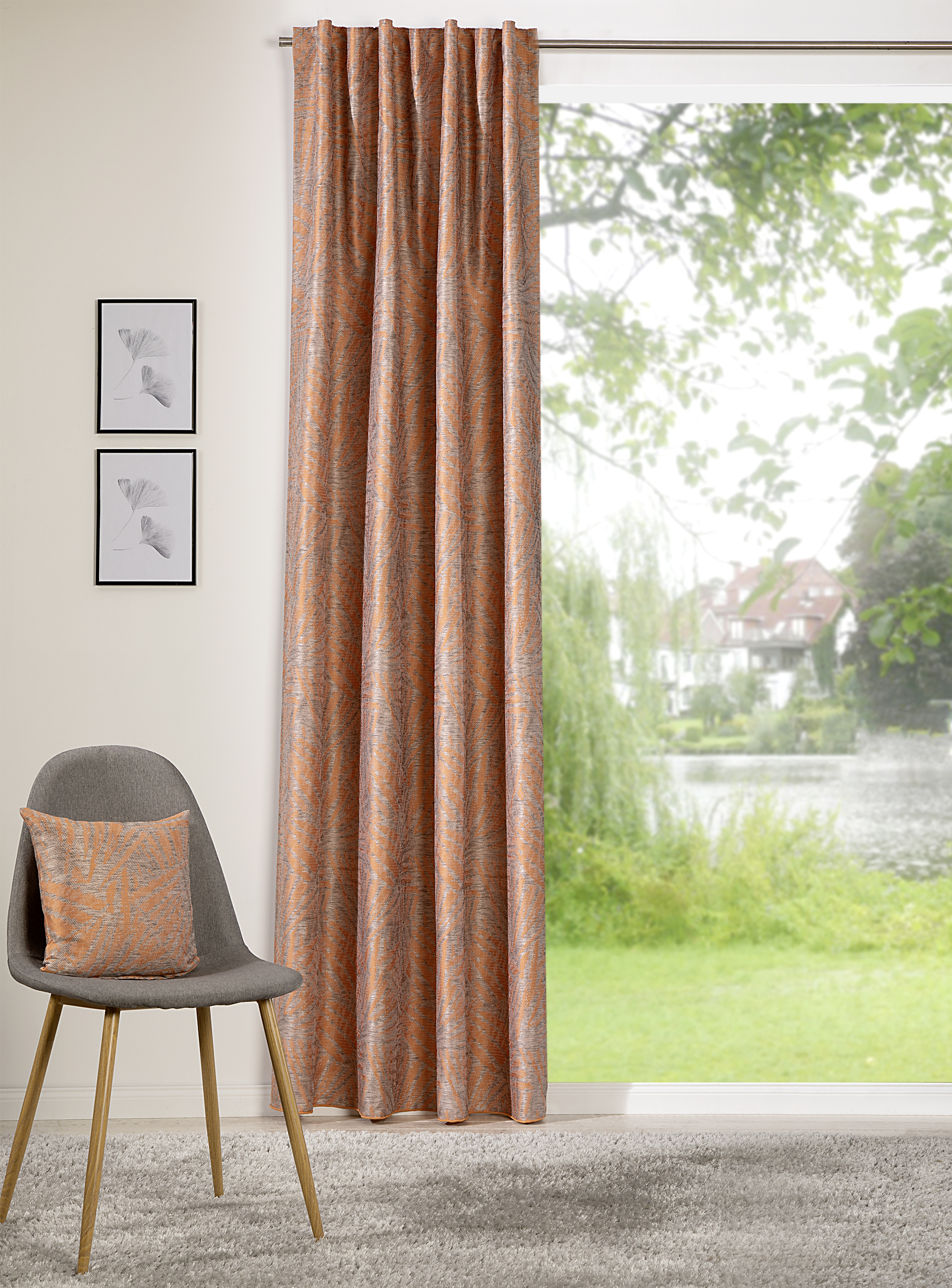 Schal mit verdeckten Schlaufen Jade 140 x 245 cm – Exklusive Jacquard-Flächenmusterung für anspruchsvolles Wohnen