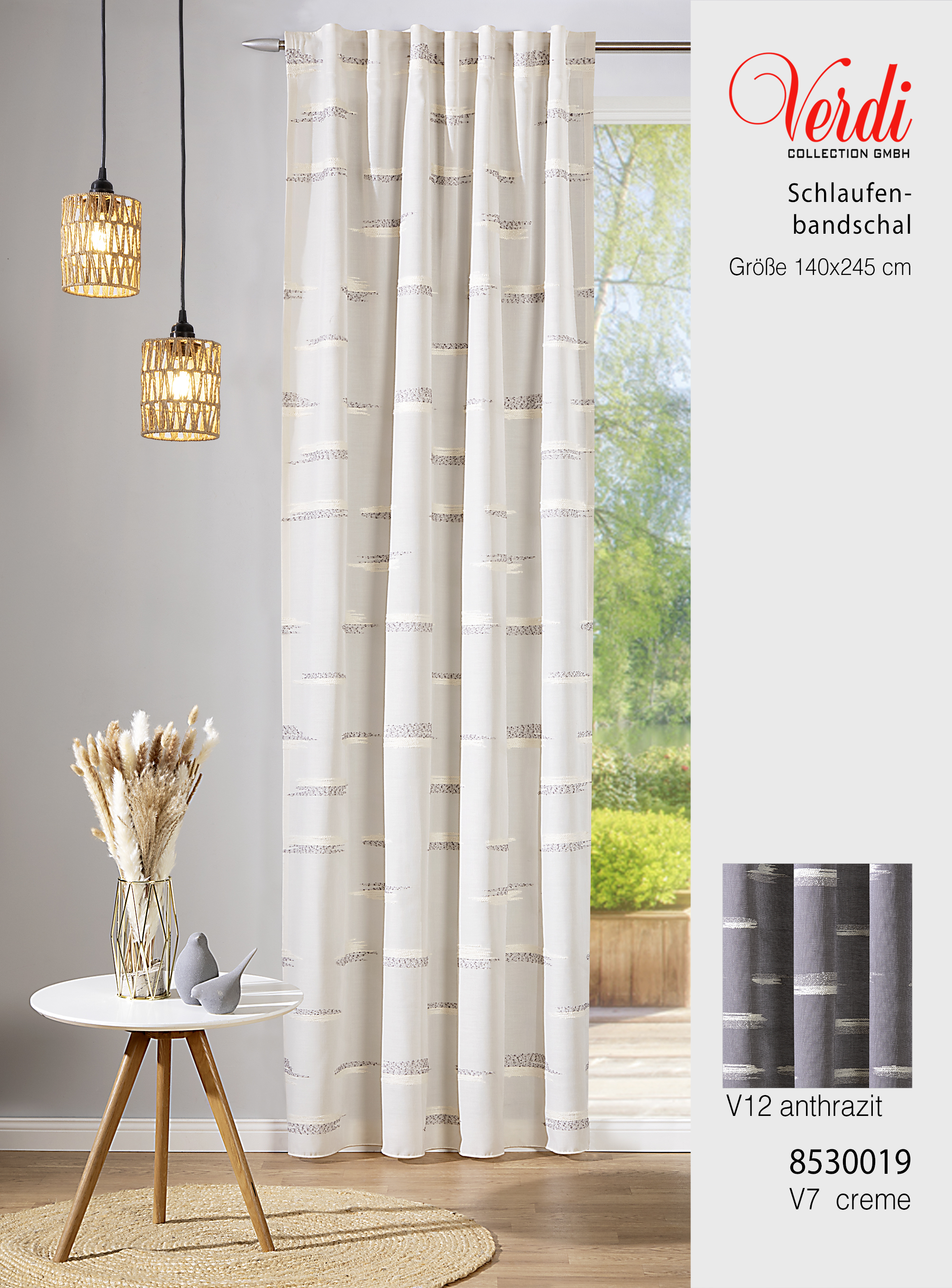 Schal mit verdeckten Schlaufen 140 x 245 cm – Modernes Scherli-Design mit Bouclégarn in Natur-Optik