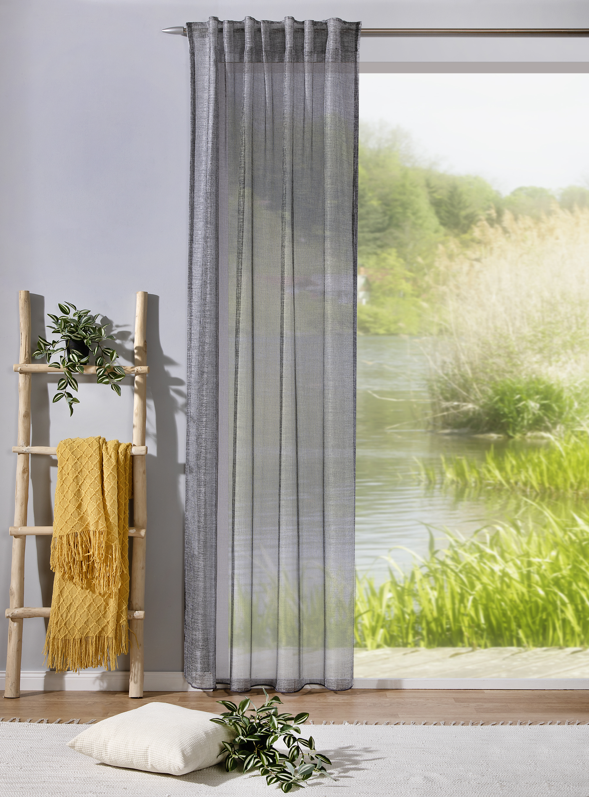 Schal mit verdeckten Schlaufen Adele 140 x 245 cm – Edle Netzoptik mit dezentem Glanz