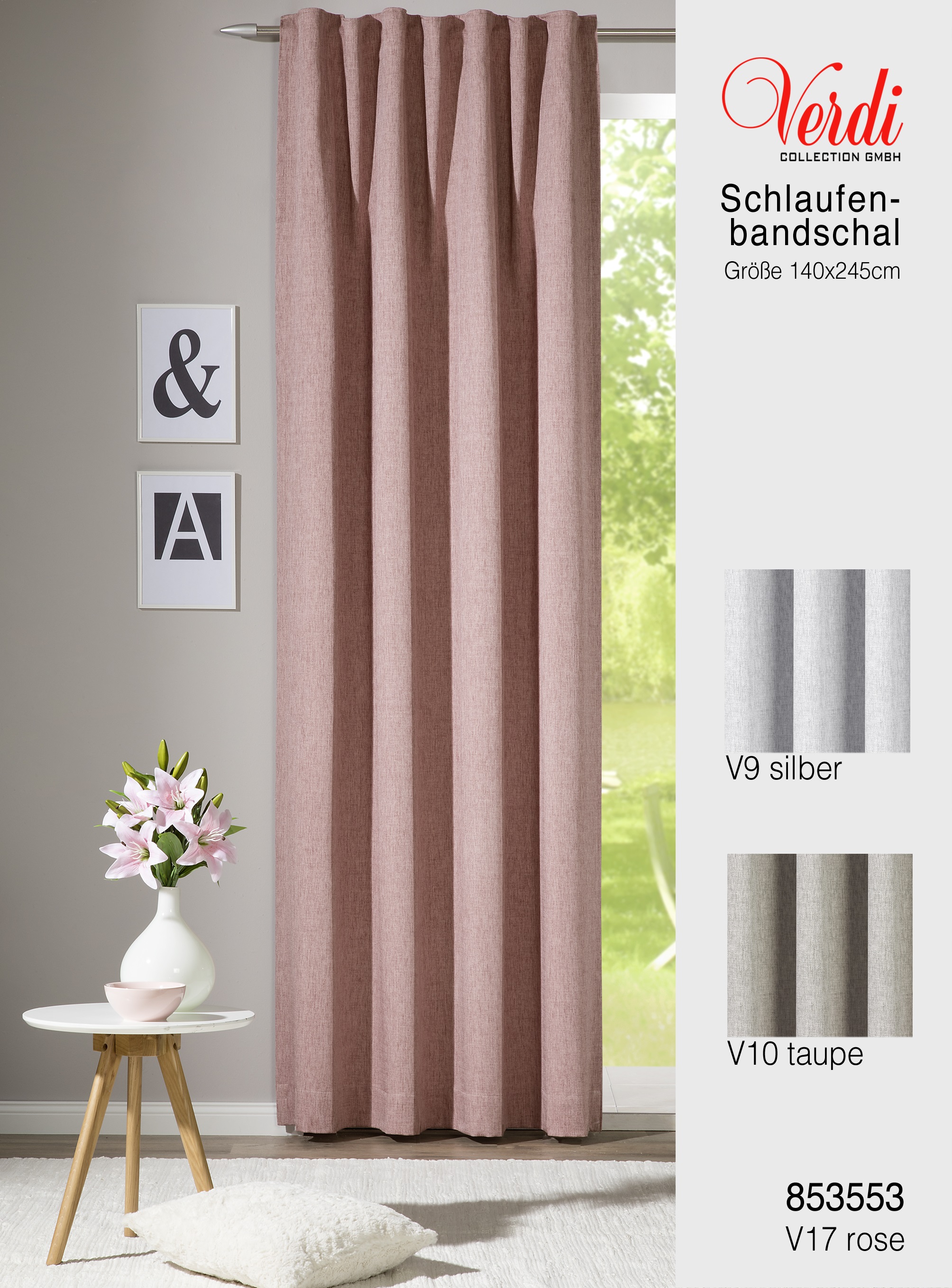 Schal mit verdeckten Schlaufen Flavio 140 x 245 cm – Blickdichte Strukturware in matter Optik