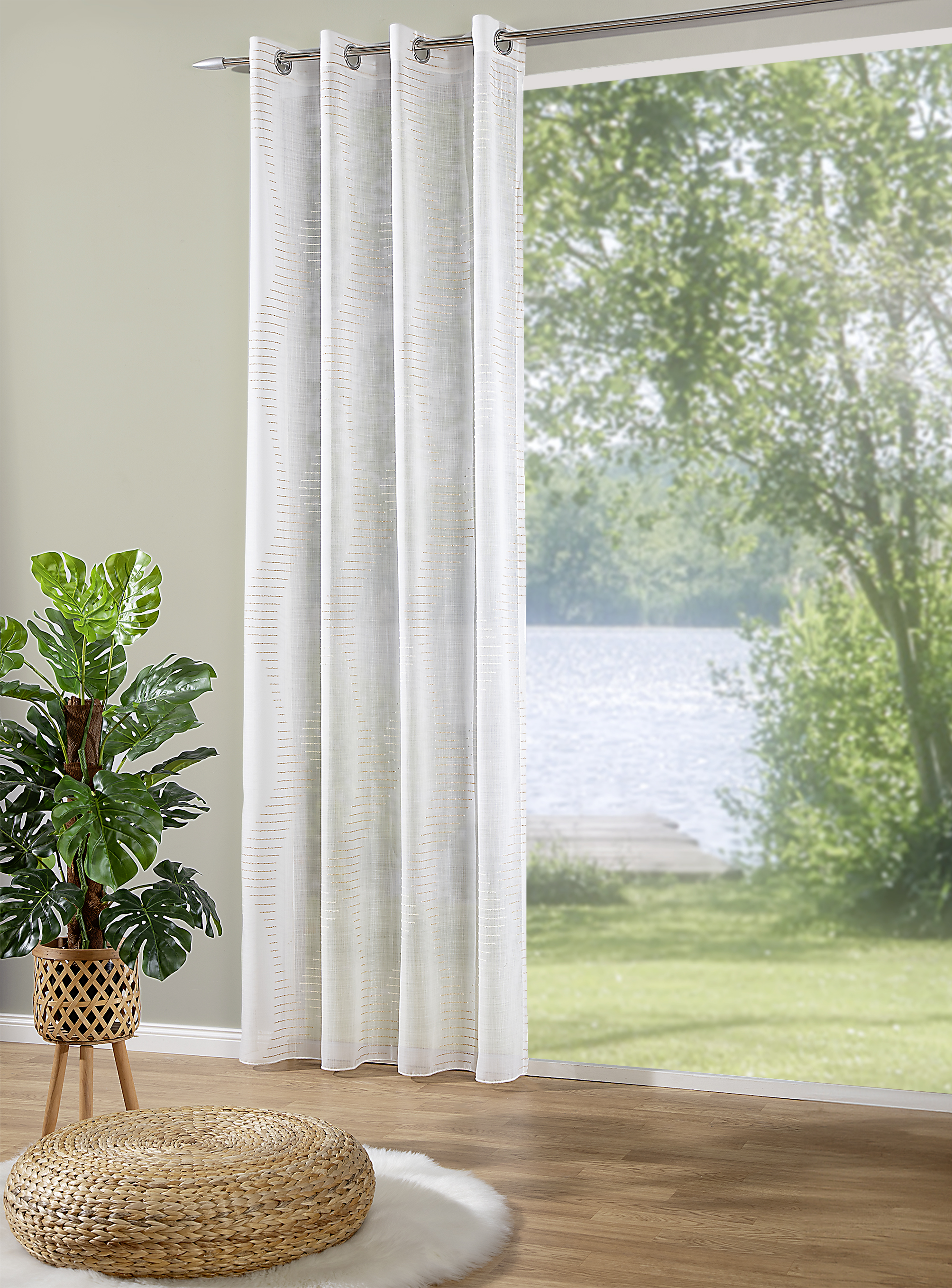 Ösenschal Olea 140 x 245 cm – Scherli-Effekt mit Längswelle & Fransen  –