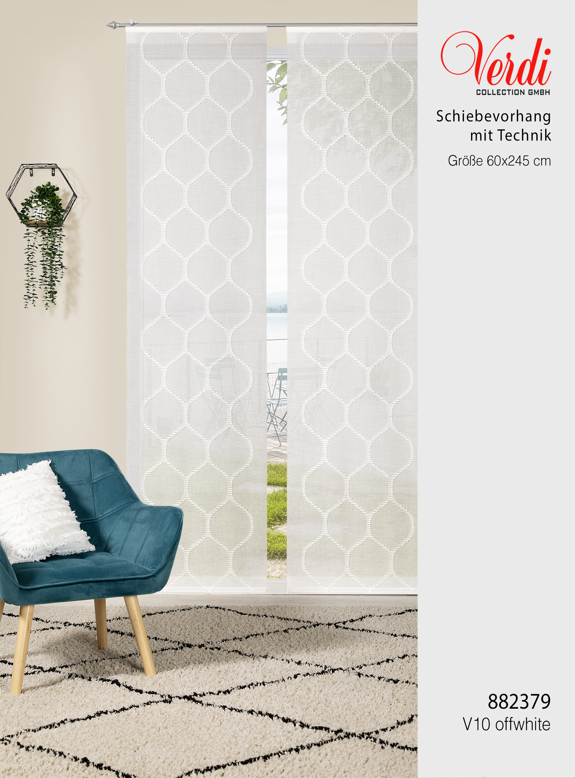 Schiebevorhang Gloria – Modernes Grafik-Design mit eleganter Wabenoptik