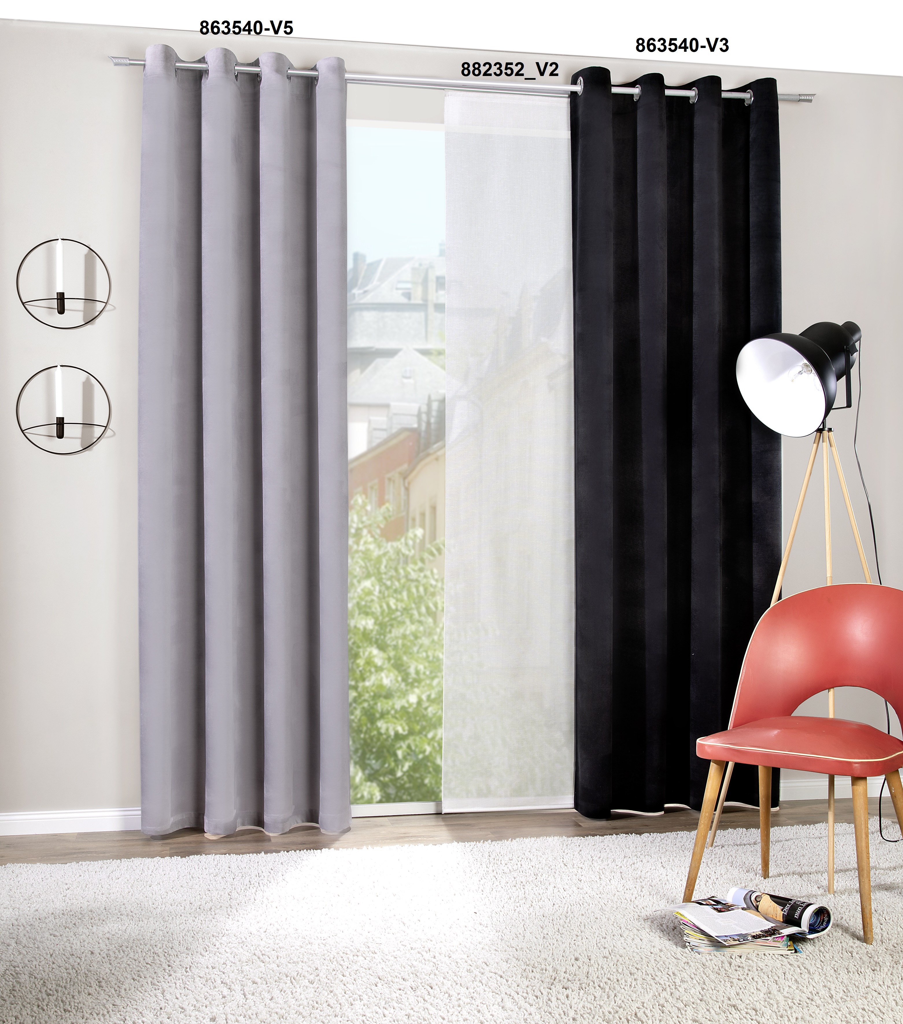 Ösenschal Veronique 145 x 245 cm – Weiche Velouroptik mit schallisolierender Wirkung