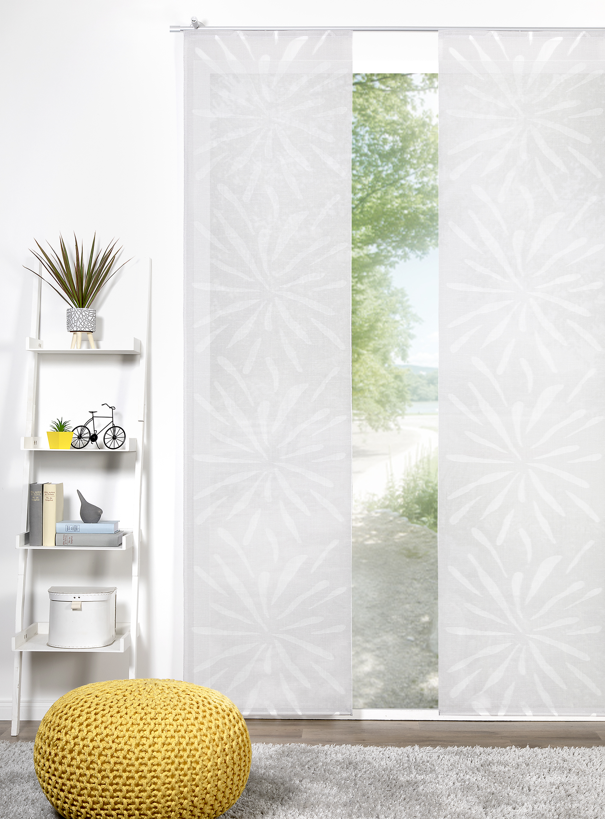 Schiebevorhang Luna 60 x 245 cm – Exklusives Positiv-Negativ Blütendesign in Scherli-Qualität