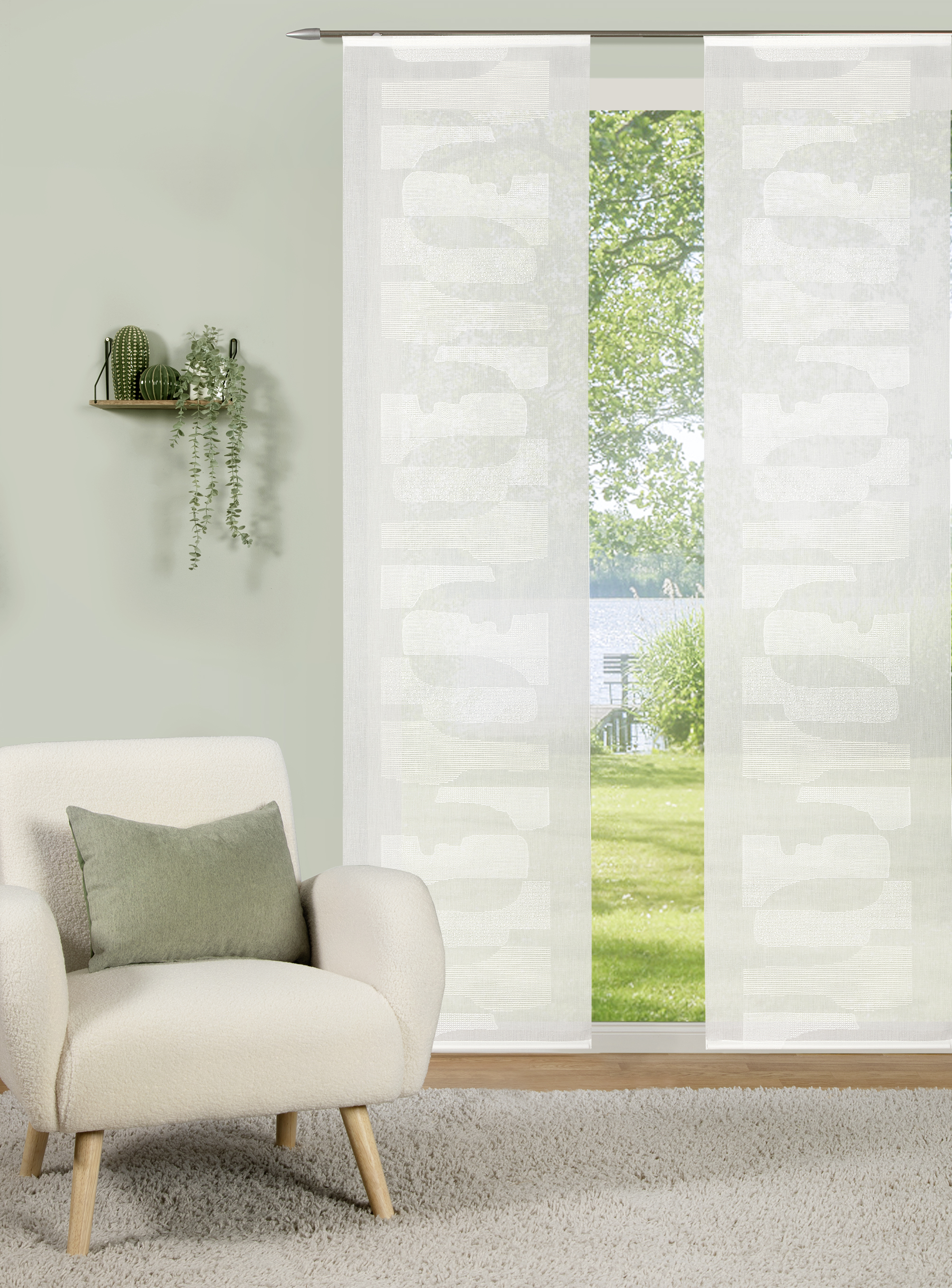 Schiebevorhang Gilda 60 x 245 cm – Natürliche Scherli-Optik mit Flächenmuster