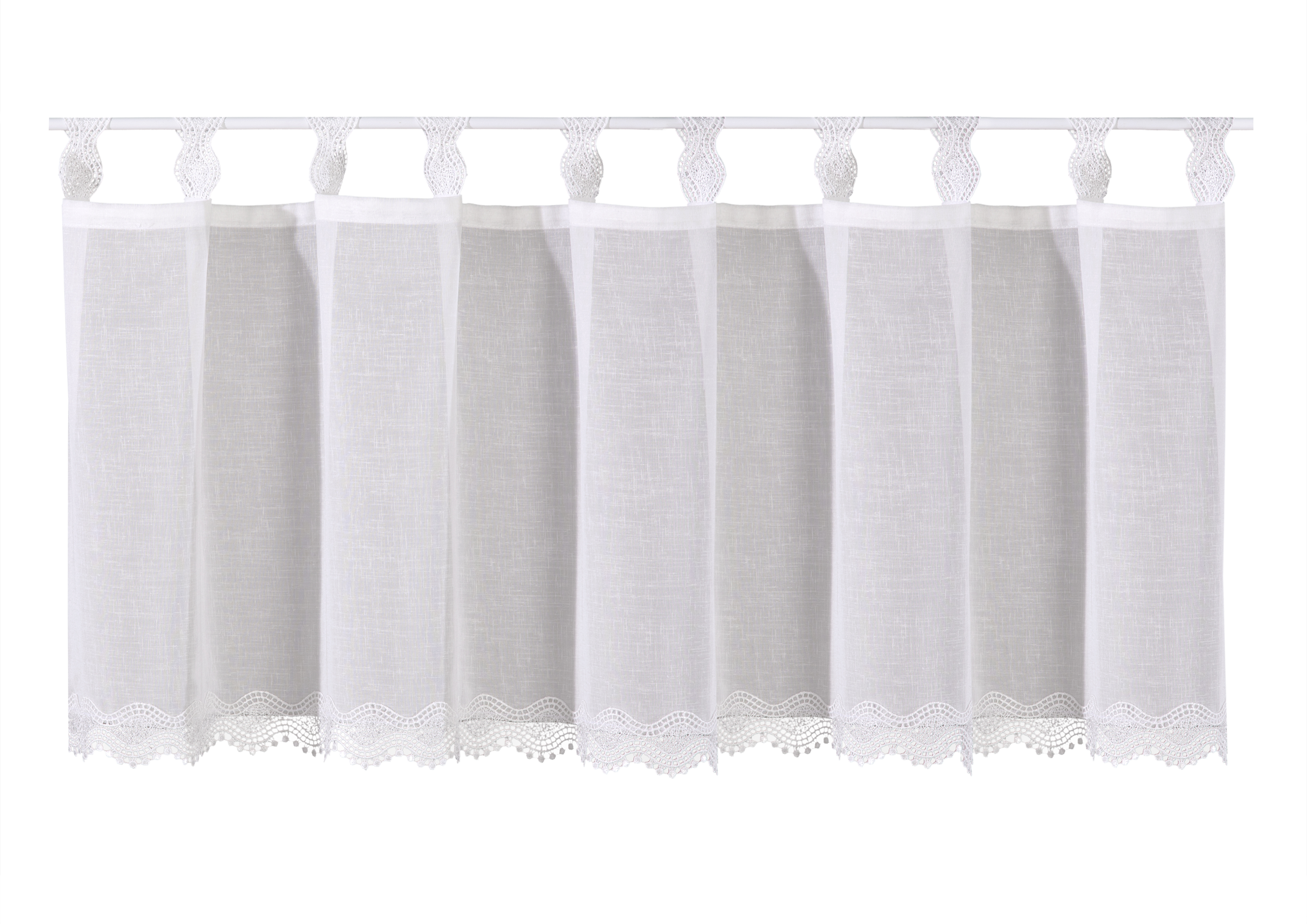 Fertigpanneaux Gerrit – Natürliche Scheibengardine mit verspielter Macramé-Verzierung