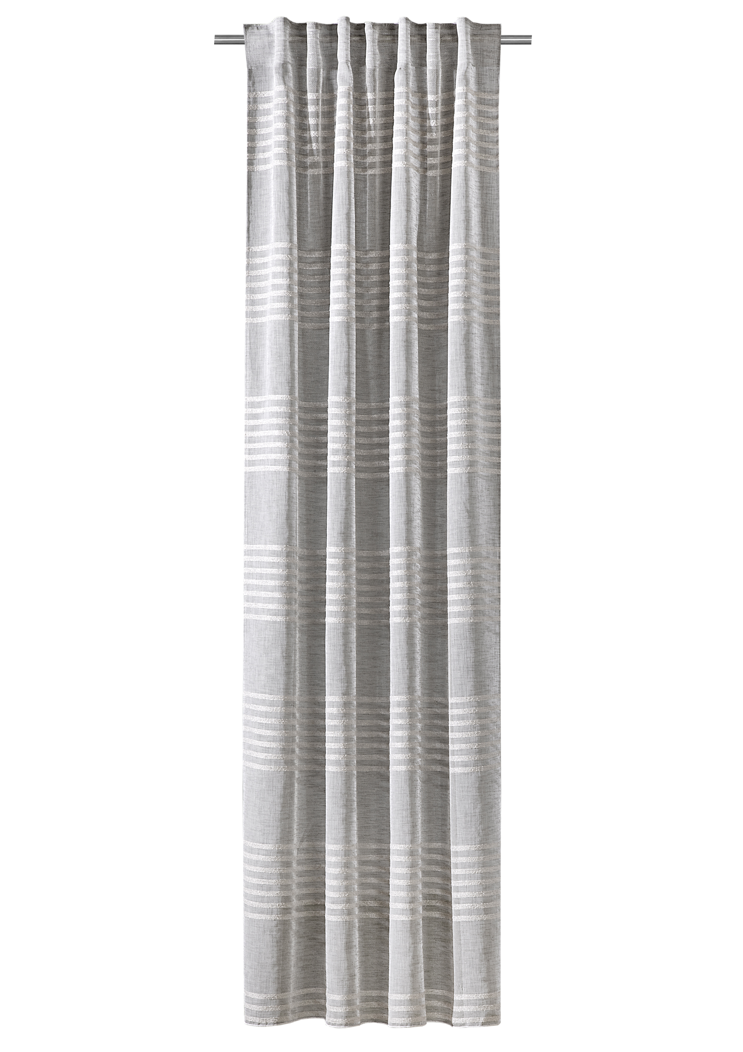 Schal mit verdeckten Schlaufen Alma 135 x 245 cm– Natürliche Leinenoptik mit dezenten Streifen