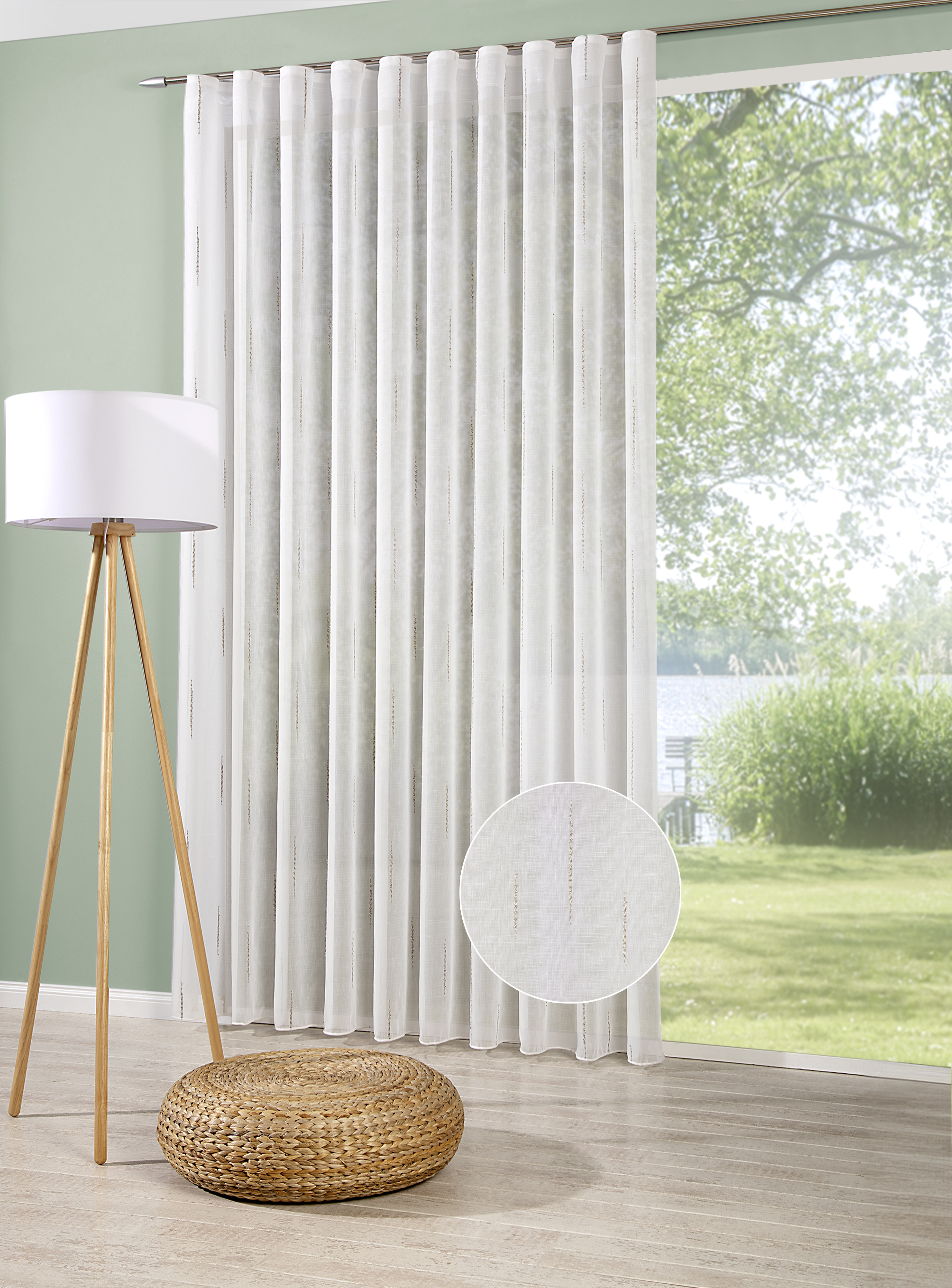 Fertigstore Hilda – Natürliches Scherli-Design mit Längseffekt und Schlaufenband