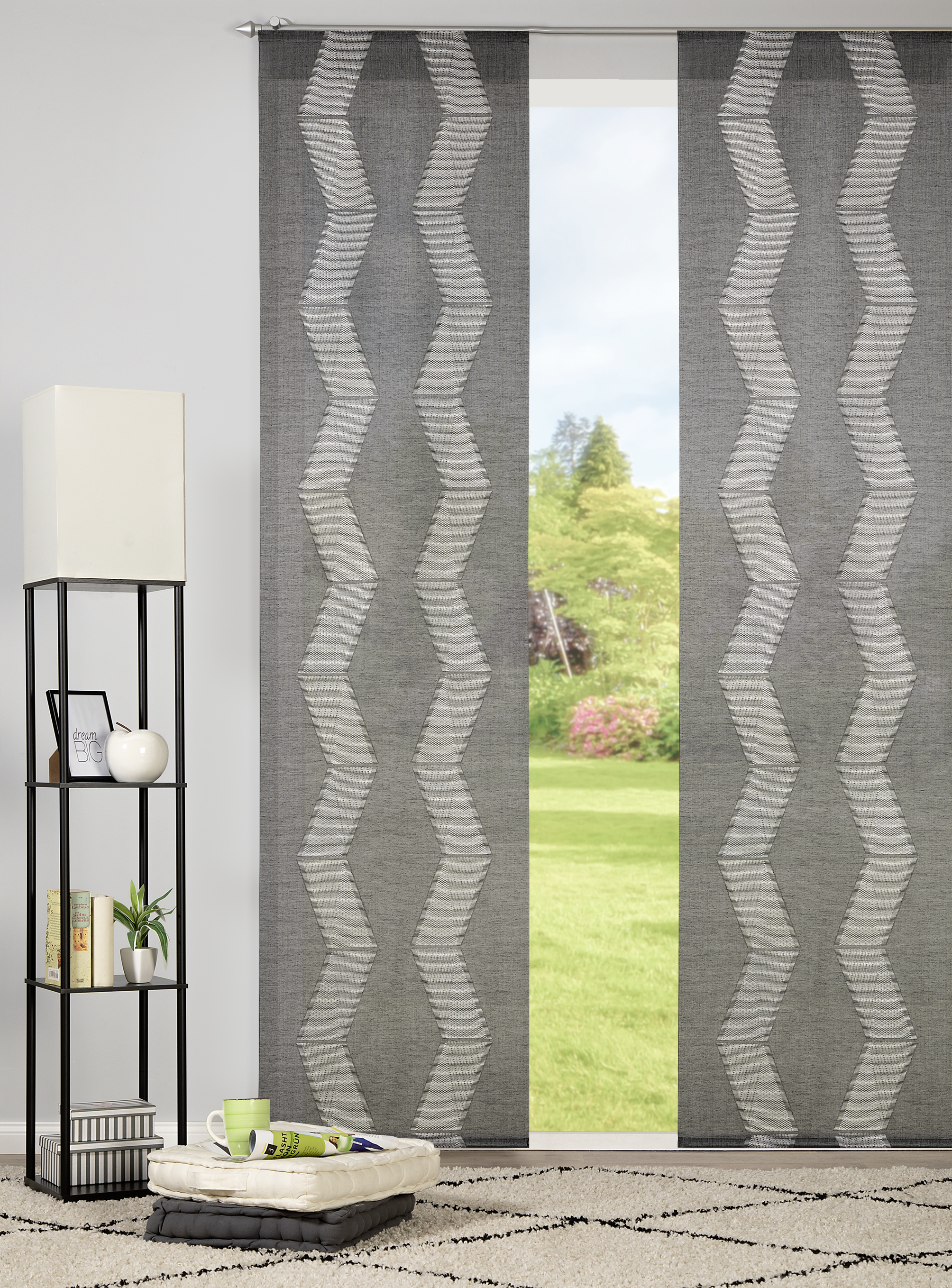 Schiebevorhang Luana 60 x 245 cm – Modernes Grafikmuster mit plastischer Bindungsstruktur