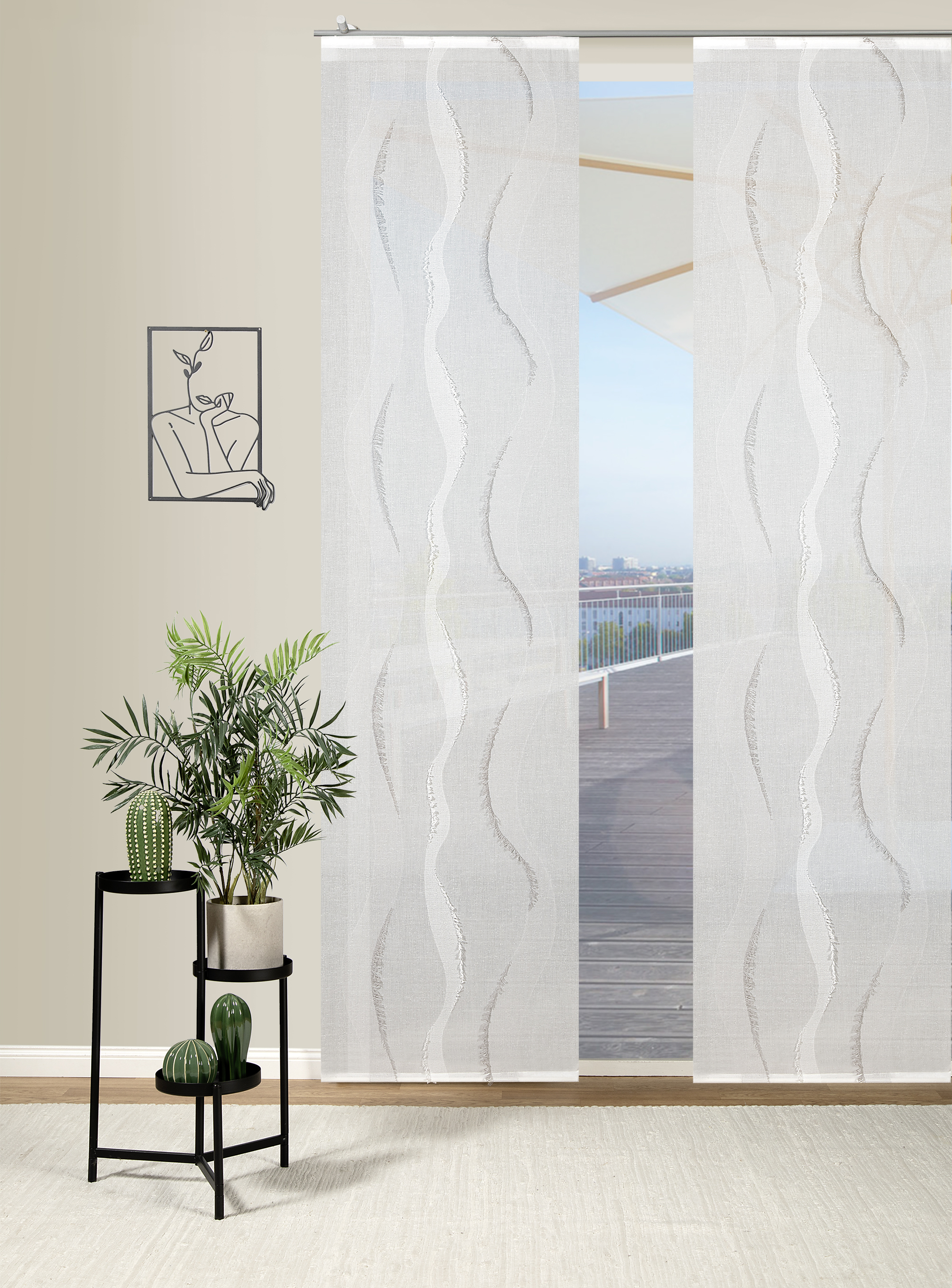 Schiebevorhang Wenke 60 x245 cm – Scherli-Längswelle mit Fransen