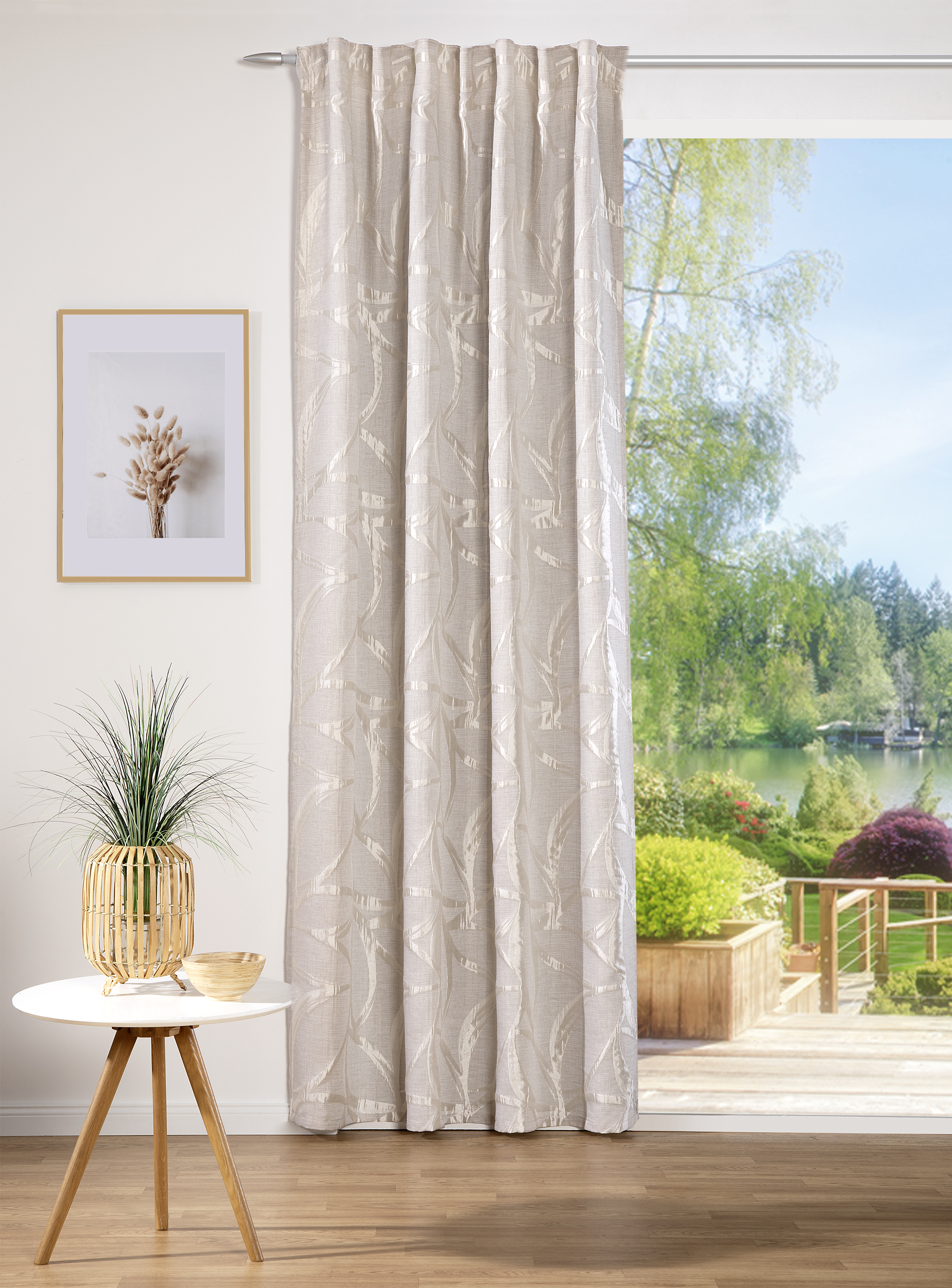 Schal mit verdeckten Schlaufen Violaine 140 x 245 cm – Edler Jacquard mit Schrumpfeffekt und Matt-Glanz-Spiel