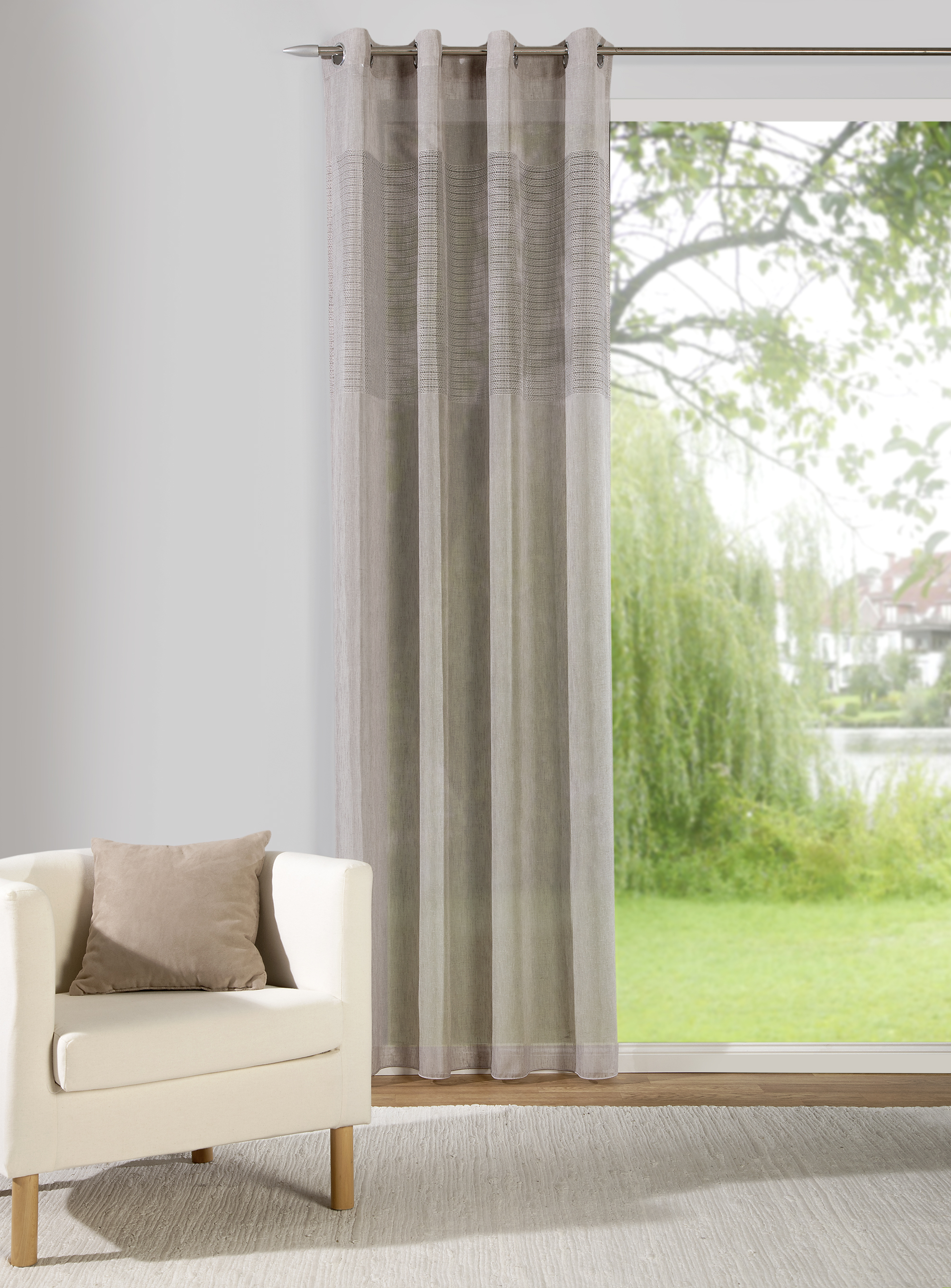 Ösenschal Taja 140 x 245 cm – Natürliche Leinenstruktur mit grobem Struktur-Einsatz