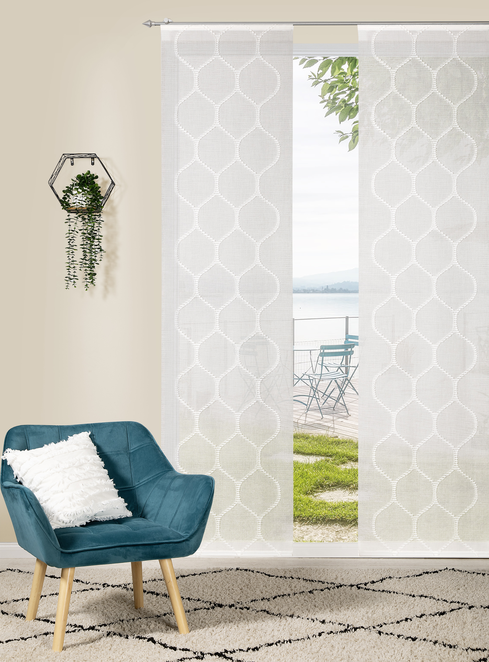 Schiebevorhang Gloria – Modernes Grafik-Design mit eleganter Wabenoptik