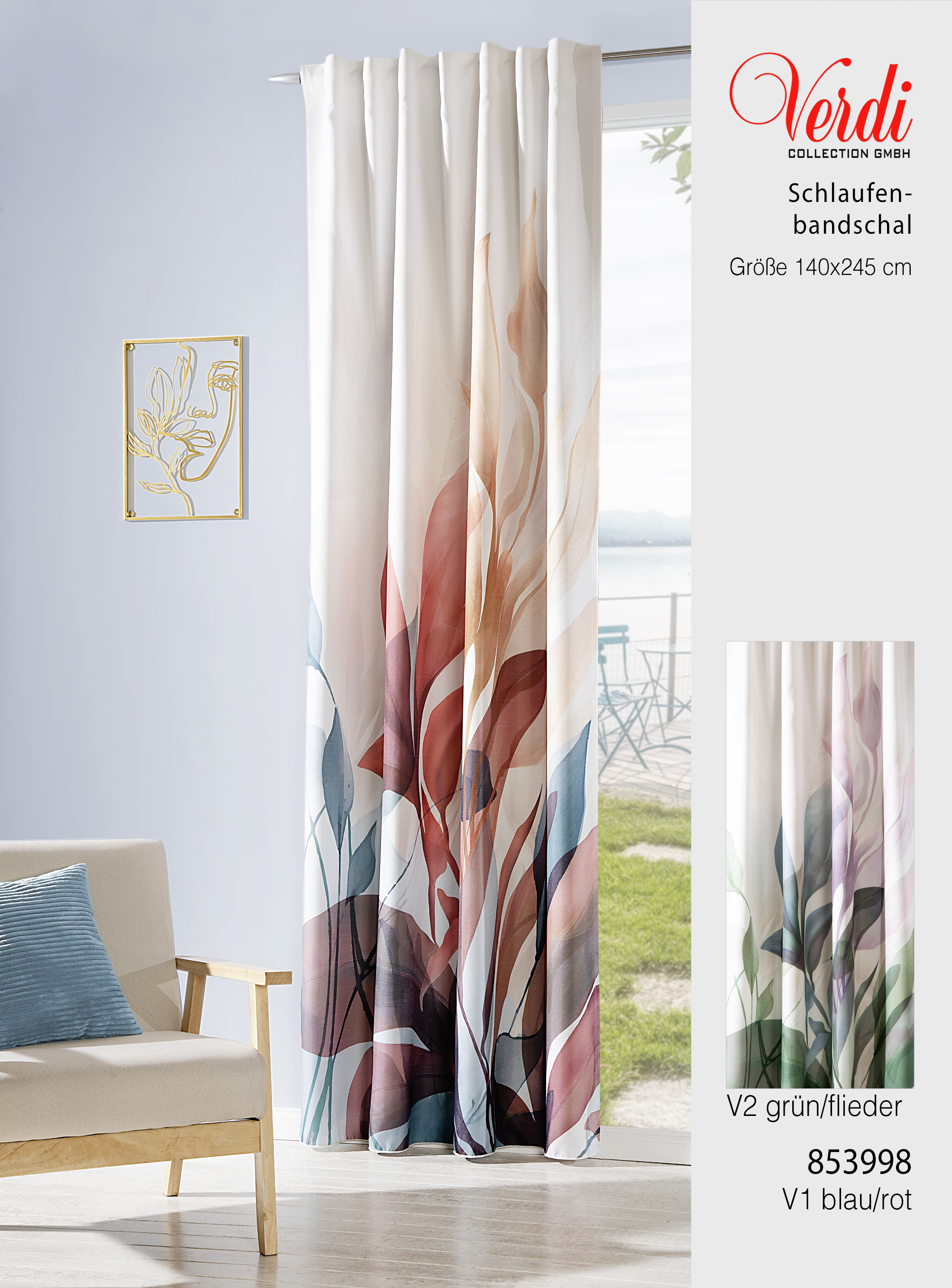 Schal mit verdeckten Schlaufen Tove 140 x 245 cm – Blickdichte Strukturware mit edlem Blütendesign