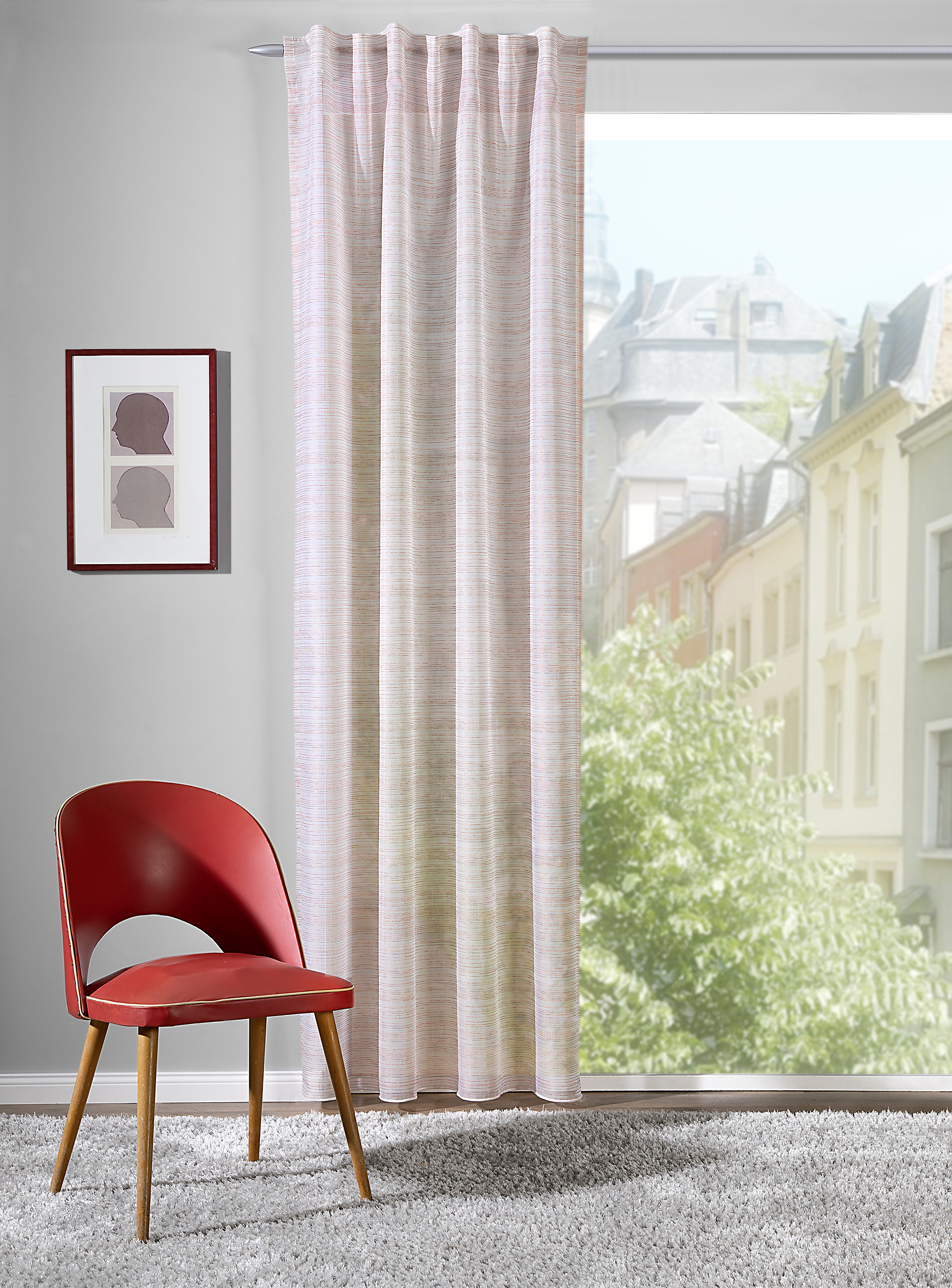 Schal mit verdeckten Schlaufen Maja 140x 245 cm – Moderne Querstruktur mit elegantem Matt-Glanz-Effekt