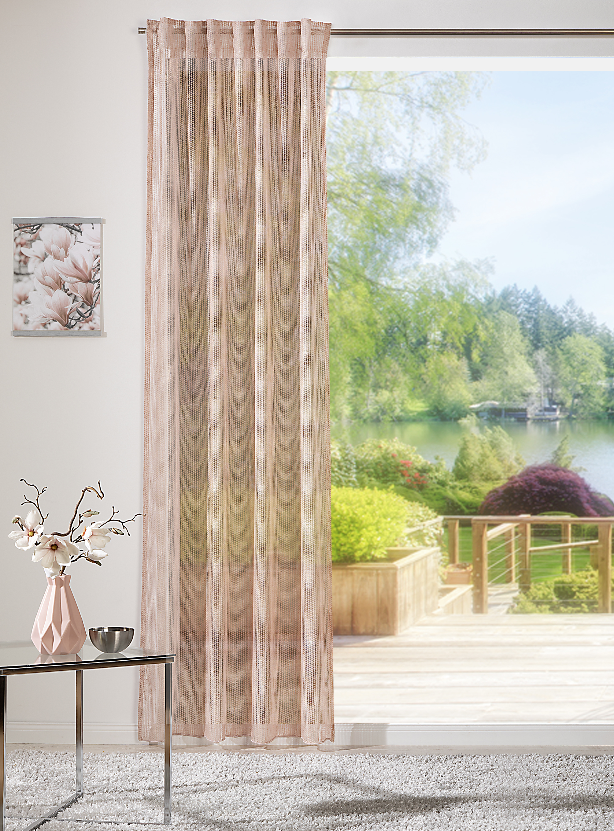 Schal mit verdeckten Schlaufen Wilma 140 x 245 cm – Netzartiges Drehergewebe in frischen Farben