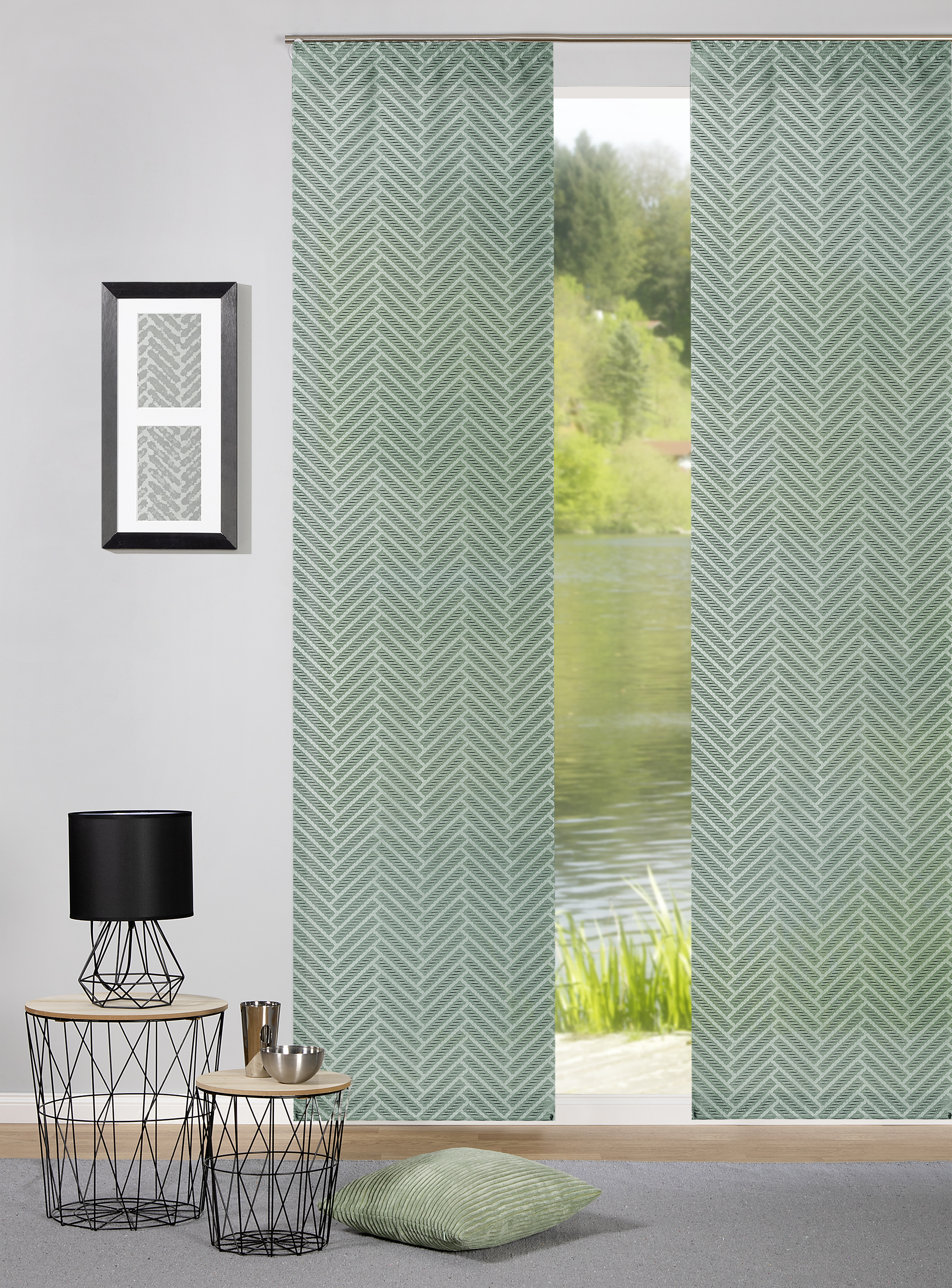 Schiebevorhang Marie 60 x 245 cm – Gewebter Jacquard mit grafischer Litzenoptik