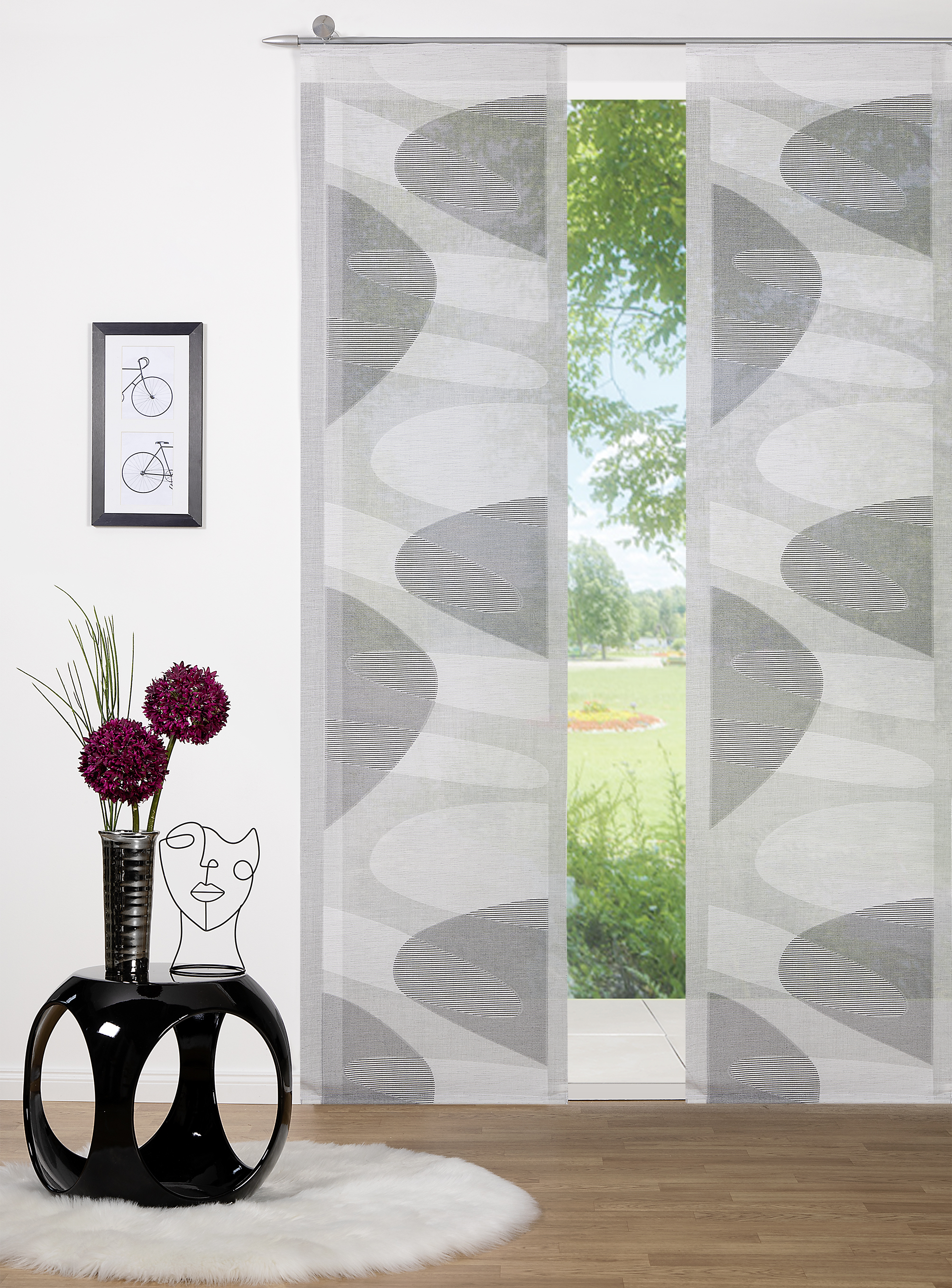 Schiebevorhang Dominique 60 x 245 cm – Retro-Längswelle in Scherli-Qualität