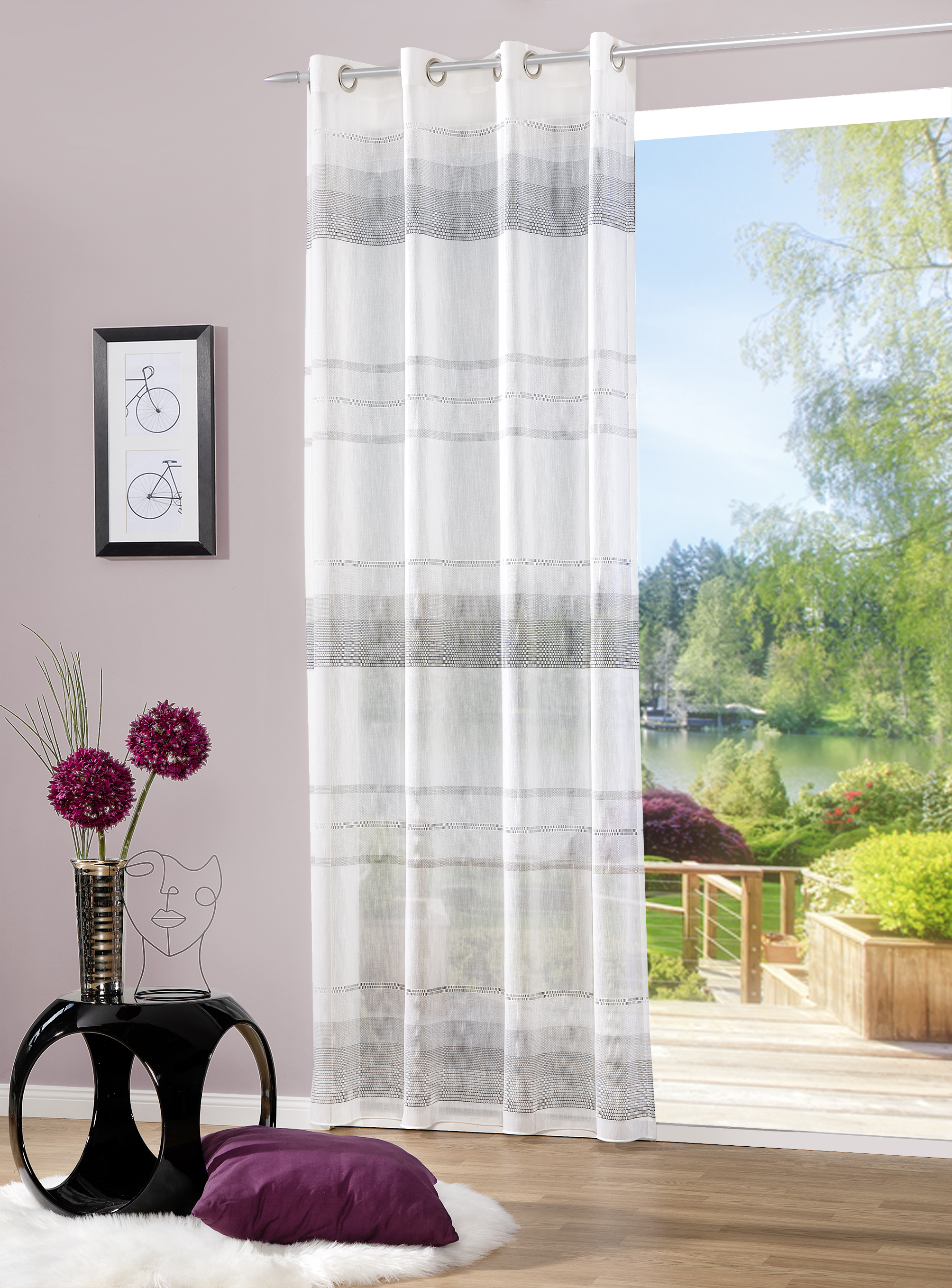 Ösenschal Lola 140 x 245 cm – Natürliche Leinenoptik mit offener Struktur